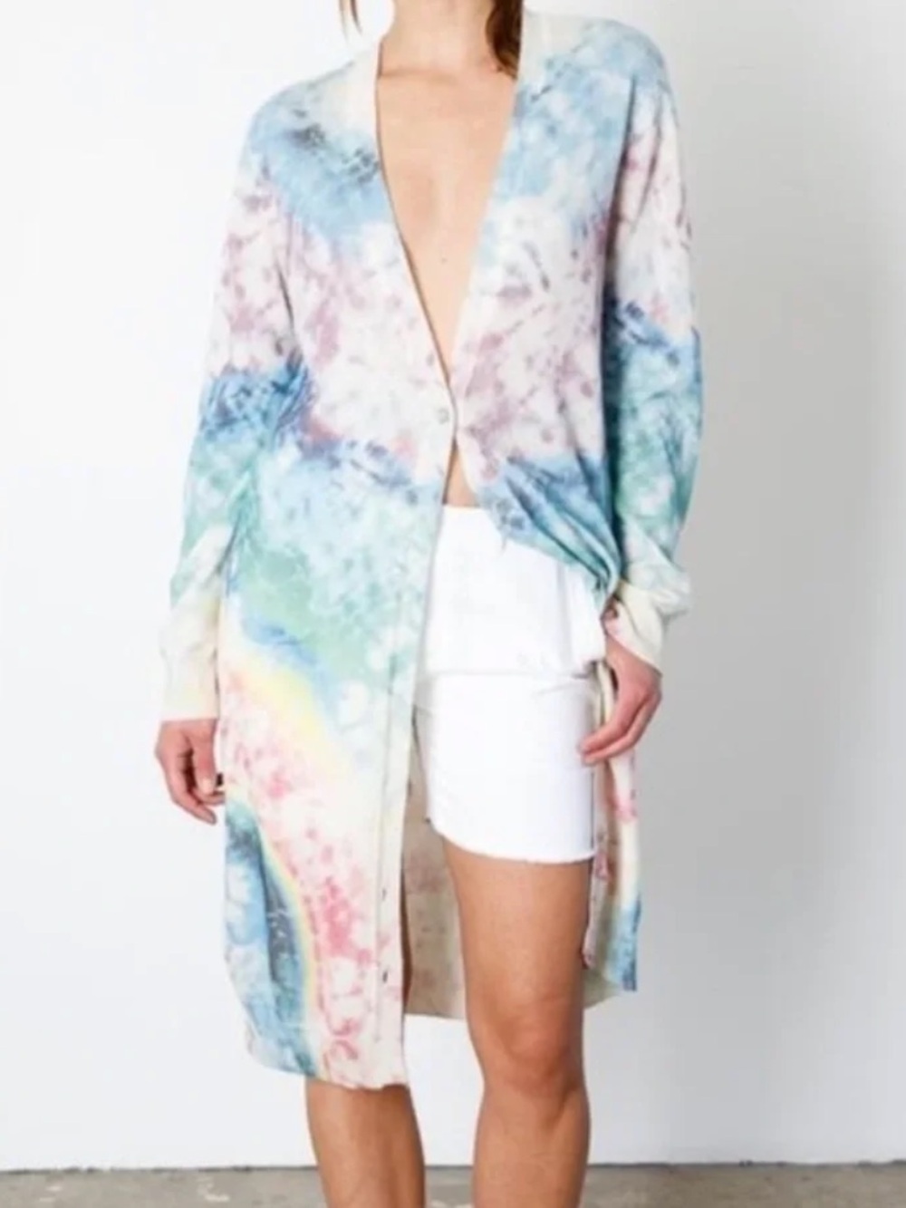 Le Superb - Pastel Tie-Dye Long Cardigan Sweater